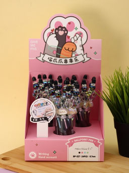 Разноцветная ручка 4 в 1 "МЯУ лапка", black