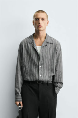 CREASED-EFFECT STRIPED FLOWING SHIRT - Zara фото 2