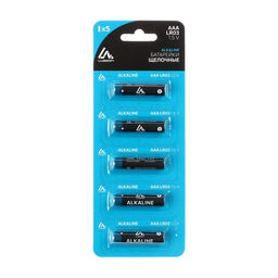 Батарейка алкалиновая (щелочная) Luazon, AAA, LR03-5BL, отрывной блистер, 5 штук