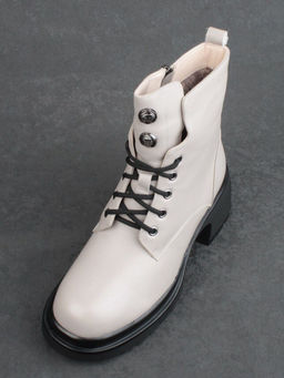 04-M3-H205 BEIGE GRAY Ботинки зимние женские (натуральная кожа, натуральный мех)