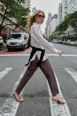 STRIPED OVERSIZE POPLIN SHIRT - Zara фото 4