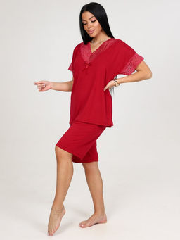 033 ДОМАШНИЙ КОСТЮМ ЖЕНСКИЙ (шорты) (Бордовый) - А-дина фото 4