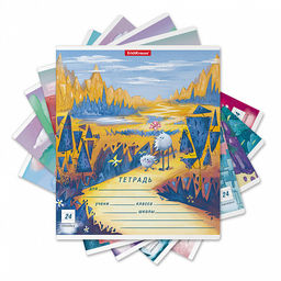 Цена за 160 шт. Тетрадь школьная ученическая ErichKrause Далекая планета, 24 листа, линейка (в плёнке по 10 шт.)