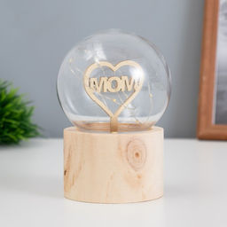 Фигурка светящаяся RISALUX Люблю маму, LED-ночник, 3?AG10, шар-8 см, 6.5?6.5?11.5 см