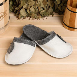 Тапочки для бани Листок белые, войлок