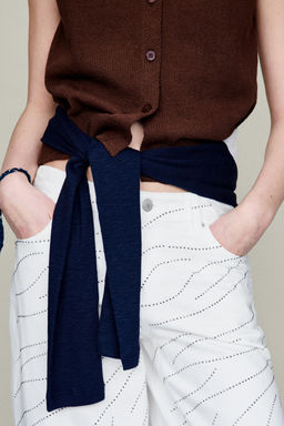 JEANS WIDE LEG STRASS Y ESTRELLAS / Blanco - Zara фото 3
