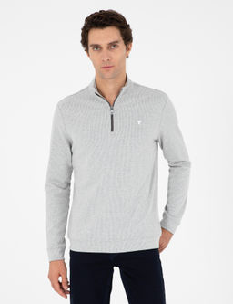 Серый меланжевый свитшот стандартного кроя