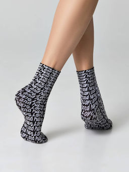 Цена за 2 пары. Носки Классические CONTE FANTASY Плотные носки с вывязанным рисунком Love nero-bianco - Conte elegant фото 4