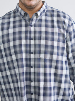 B?y?k Beden Regular Fit Uzun Kollu Ekose Gabardin Erkek G?mlek