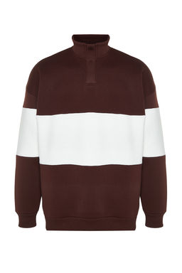 TRENDYOL MAN Siyah Oversize/Genis Kesim C?tc?tl? Renk Ici Polar Pamuklu Sweatshirt TMNAW24SW00160 - Trendyolmilla фото 14