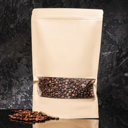 Цена за 100 шт. Пакет Zip - lock Крафт с прямоугольным окном,22×32×4 см