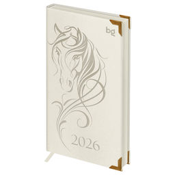Еженедельник BG 2026г. 90*165мм 64л. кожзам "Horse. Pearl" (Wd_09831) жемчужный, цв.срез