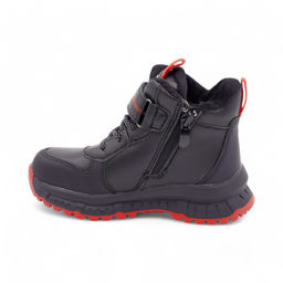 Ботинки на меху 1830-1-1 черно красные - Леопард фото 3