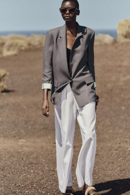 LINEN BLAZER WITH PRINTED CUFFS - Zara фото 3