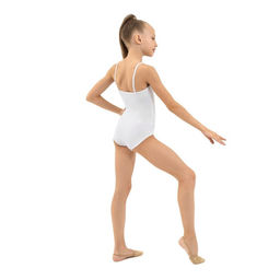 Купальник гимнастический Grace Dance, на тонких бретелях, р. 40, цвет белый  фото 6