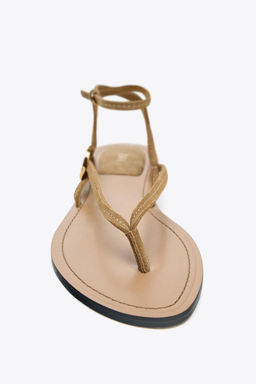SPLIT SUEDE FLAT SANDALS WITH APPLIQUE - Zara фото 9