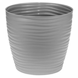 Кашпо для цветов пластмассовое "Дюна" 1,7л, д15см, h14см, с пристегнутым поддоном, серый (Россия)
