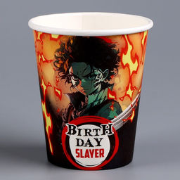 Цена за 10 шт. Стакан бумажный Happy Birthday, аниме, 250 мл