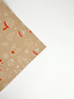 Бумага в тубусе крафтовая в рулоне «Новогодние мотивы», 0.68 × 7 м