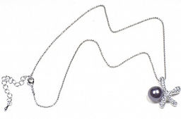 Подвеска Морская звезда с жемчугом PU0156 сирень/серебро