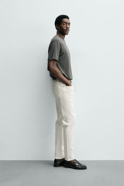 JEANS SLIM FIT B?SICO / Blanco roto - Zara фото 4