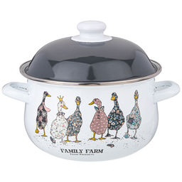 КАСТРЮЛЯ AGNESS ЭМАЛИРОВАННАЯ С ЭМАЛ.КРЫШКОЙ СЕРИЯ FAMILY FARM, 2.8 Л, 20*12 СМ
