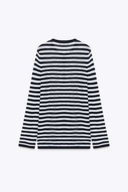 JERSEY RAYAS BOTONES / Marino / Blanco - Zara фото 7