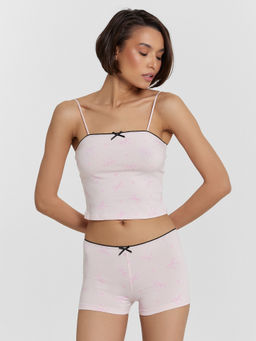 Комплект домашний женский розовый с бантиками