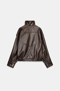 LEATHER EFFECT BIKER JACKET - Zara фото 13