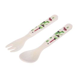 Набор детской посуды из бамбука Динозаврики, 5 предметов: тарелка, миска, стакан, столовые приборы - Крошка я фото 10