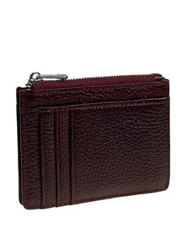 Картхолдер женский из натуральной кожи для пластиковых карт, цвет бордовый