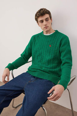 Lacivert Regular Bisiklet Yaka Animal Kazak TMNAW26KZ00006 - Trendyolmilla фото 9