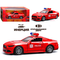 Красная инерционная машинка полицейская седан, die-cast , 1:32
