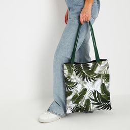 Сумка шопер Тропики 35х0.5х40 см, отд без молнии, без подклада, зеленая - Nazamok фото 3