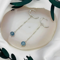 Серьги на цепочке с Кианитом