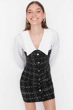 TRENDYOLMILLA Mavi Ekose / Kareli Dokuma Elbise TWOAW23EL00701 фото 7