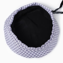 Берет в клетку, серый, р-р 56 см