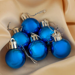 Цена за 4 шт. Ёлочные игрушки Глянец, шары новогодние, d=3 см, набор 6 шт., синий