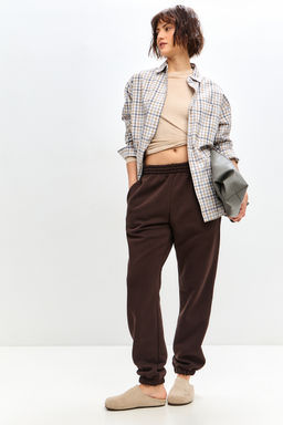 Брюки женские из футера трехнитка с начесом Сова шоколад