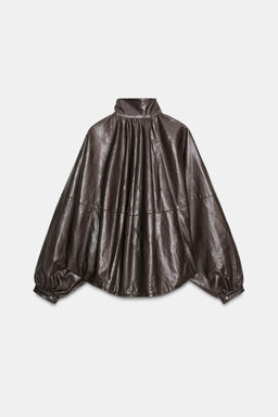 ZW COLLECTION LEATHER EFFECT BOMBER JACKET - Zara фото 25