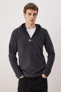 Haki Slim/Dar Kesim Polar Fermuarl? Kapusonlu Sweatshirt TMNAW26SW00064 - Trendyolmilla фото 15