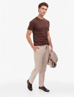Bej Slim Fit Beli Lastikli Klasik Jogger Pantolon