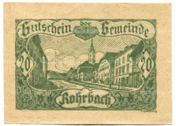 20 геллеров 1920 года Австрия Рорбах (нотгельд)