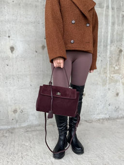 Женская замшевая сумка-портфель 8399 Бордовый - Sergio valentini фото 11