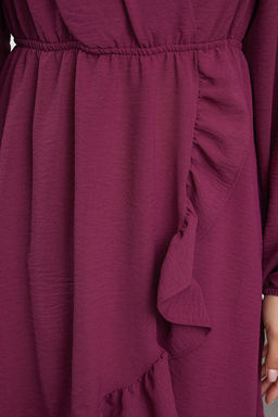 Mor Beli Lastikli Volanl? Mini Dokuma Elbise TWOAW24EL00249 - Trendyolmilla фото 4