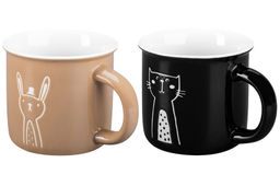 Набор 2 кружек 400 мл 12,5*9,5*8,8 см "Кот и Заяц" фарфор NEW BONE CHINA