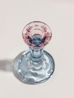 Стеклянный подсвечник на 1 свечу «Градиент. Фактура», розово-голубой, d=2.2 см, 7×7×15 см