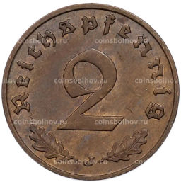 Монета 2 рейхспфеннига 1938 года J Германия