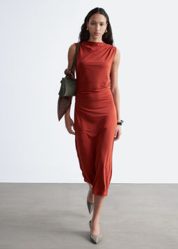 Vestido midi drapeado sin mangas - H&m фото 8