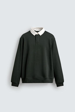CONTRAST COLLAR POLO SWEATSHIRT - Zara фото 7
